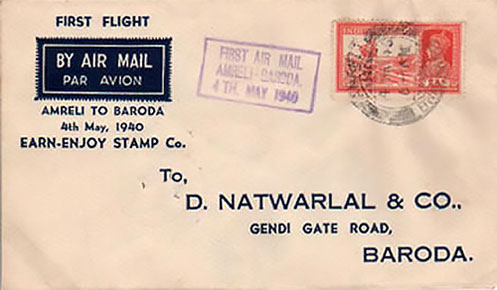 Amreli - Baroda Flight Cover