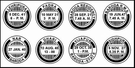 Examples of Double Circle Combined Date Stamps with Obliterating Arc